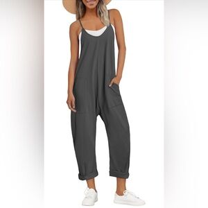 AUTOMET Jumpsuits for Women Casual Summer Outfits Rompers Comfy Gray Jumpsuit